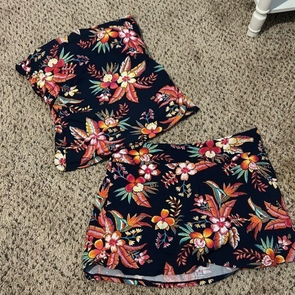Tommy Bahama swimsuit, small strapless top and bottom having a skirt